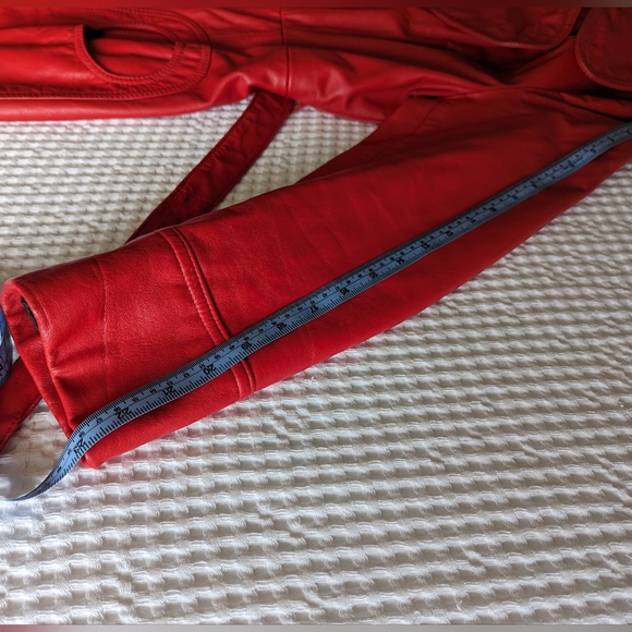 1960s Red Leather Jacket with Groovy Pockets and Collar - Picture 11 of 11